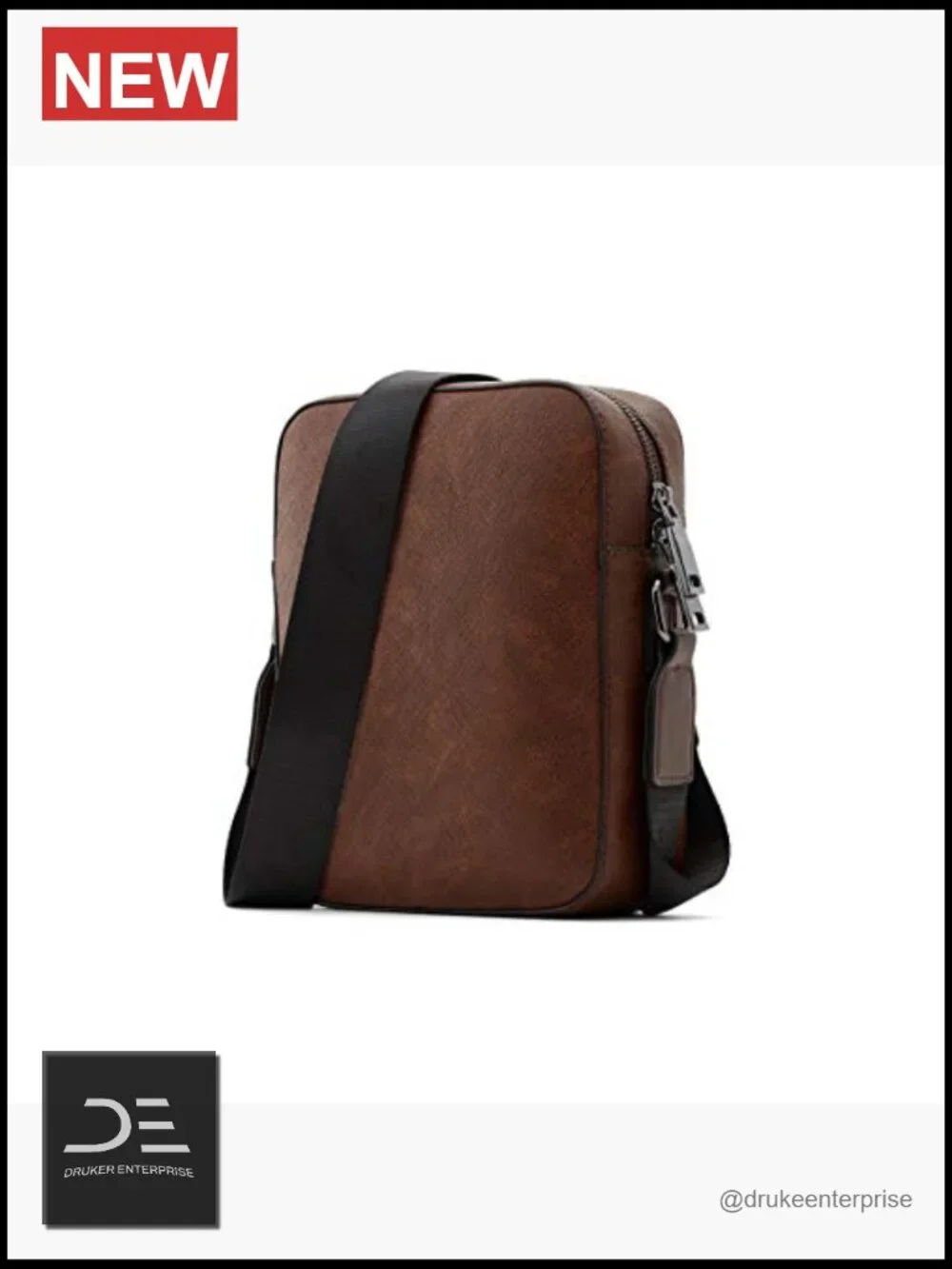 Crossbody Bag with Adjustable Strap, Faux Leather, 2 Compartments